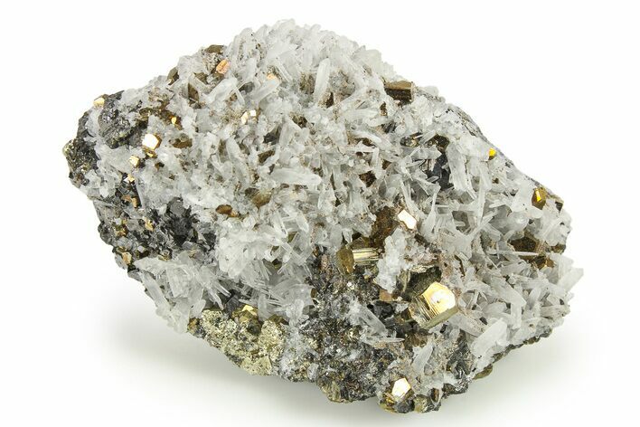 Quartz Crystals and Pyrite on Sphalerite - Peru #276060